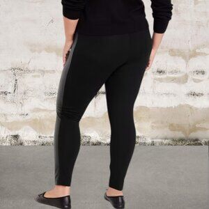 Old Navy Black Leggings with Faux Leather Accents Size Large